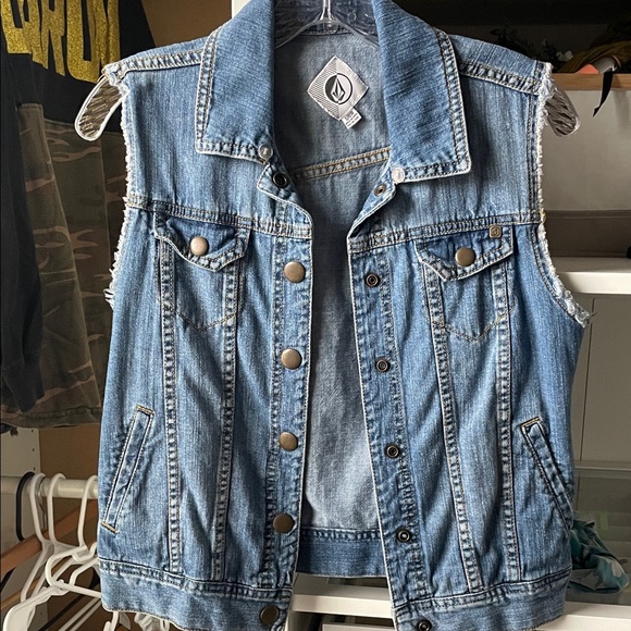 Volcom Tops - Volcom Denim Sleeveless Vest with Button Details
